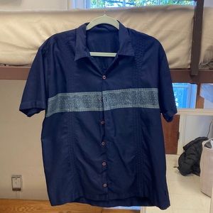 Blue Hawaiian Stripe button up